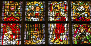 Martin Luthur Stained Glass New Cathedral Nieuwe Kerk Dutch Reformed Church Delft Netherlands Holland Netherlands. Church built in 1300s, burial place of the Royal Family.