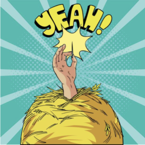 needle in the hay stack, hand sticking out of hay with needle, caption yeah!